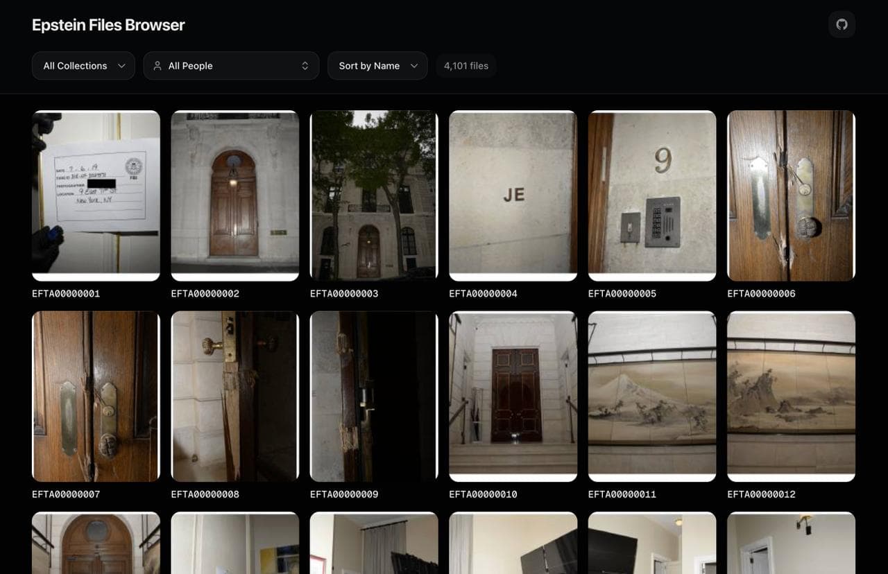 Screenshot of Epstein Files Browser