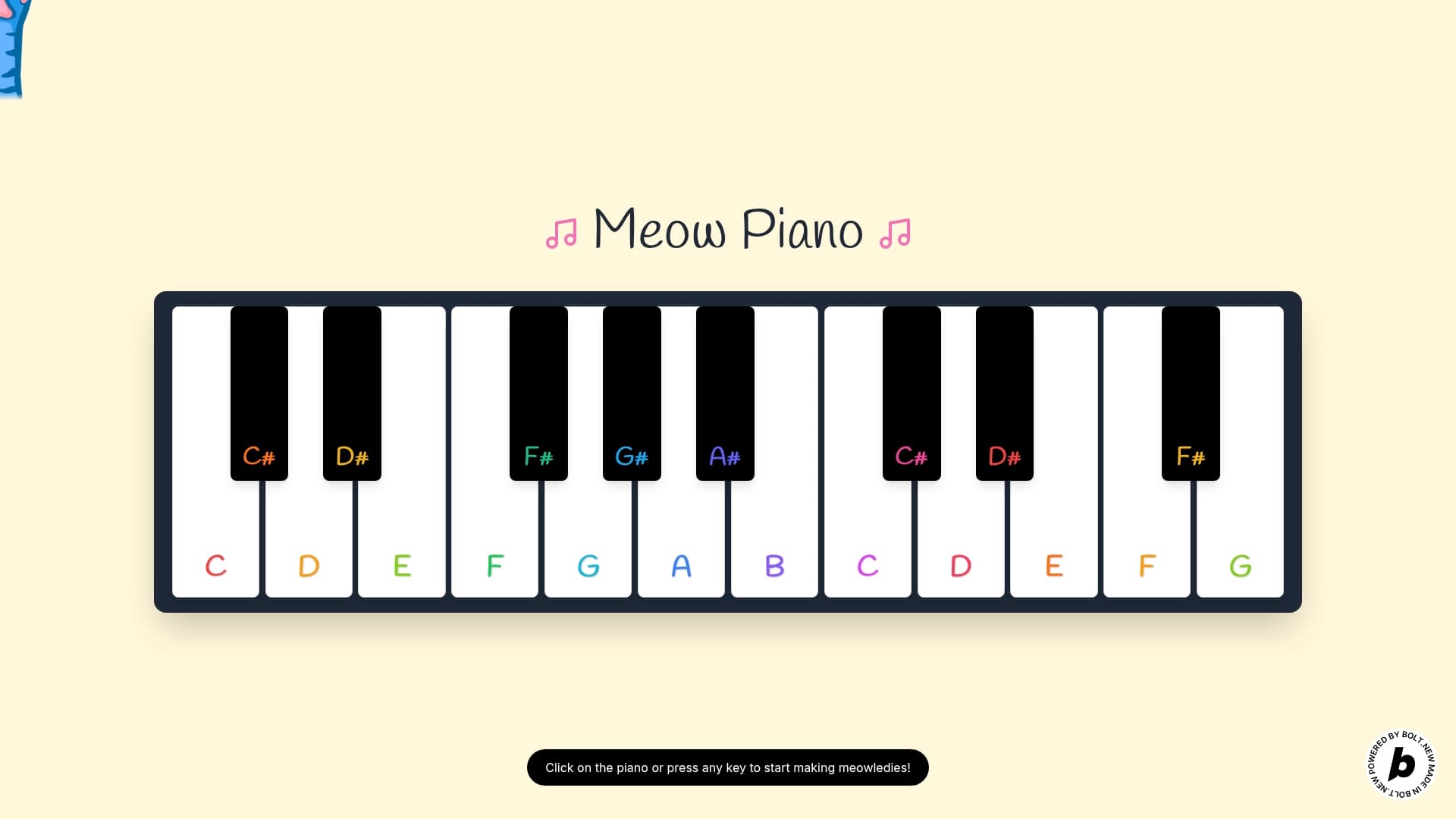 Screenshot of Meow Piano