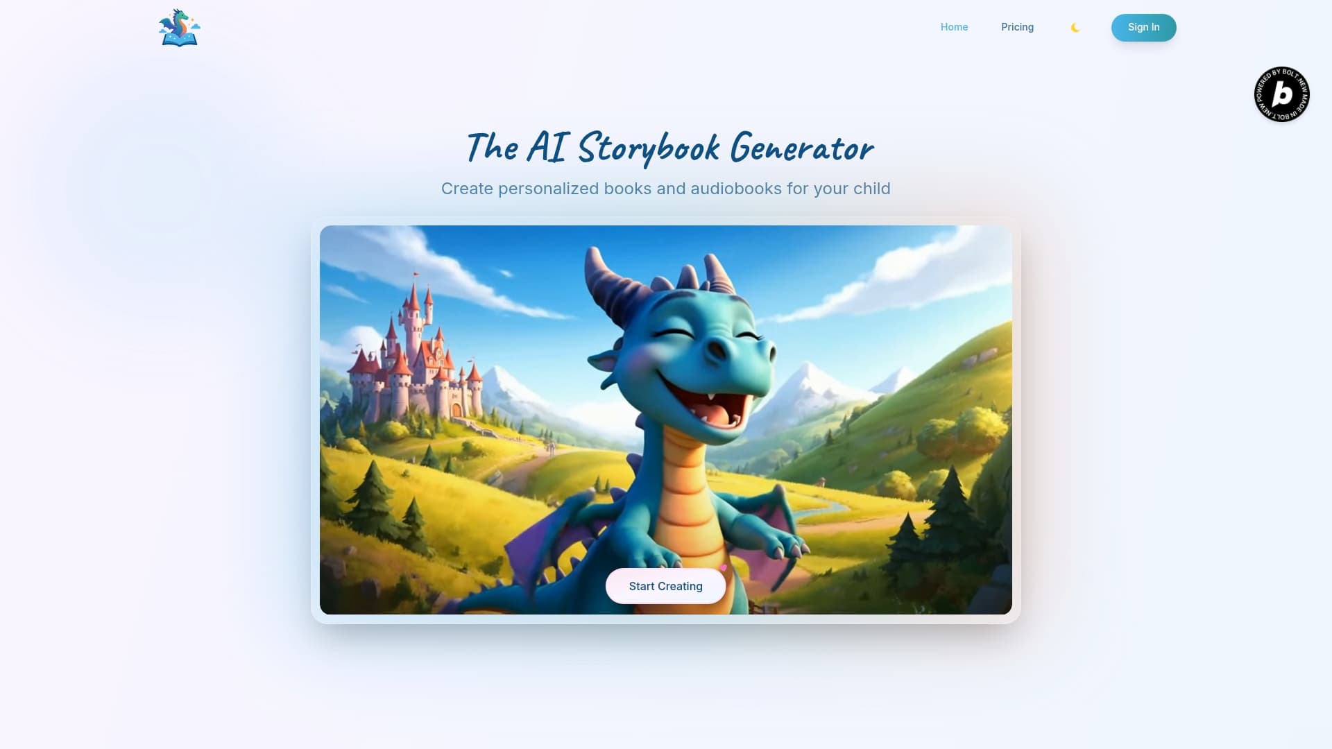 Screenshot of OnceUponATime - AI Storybook Generator