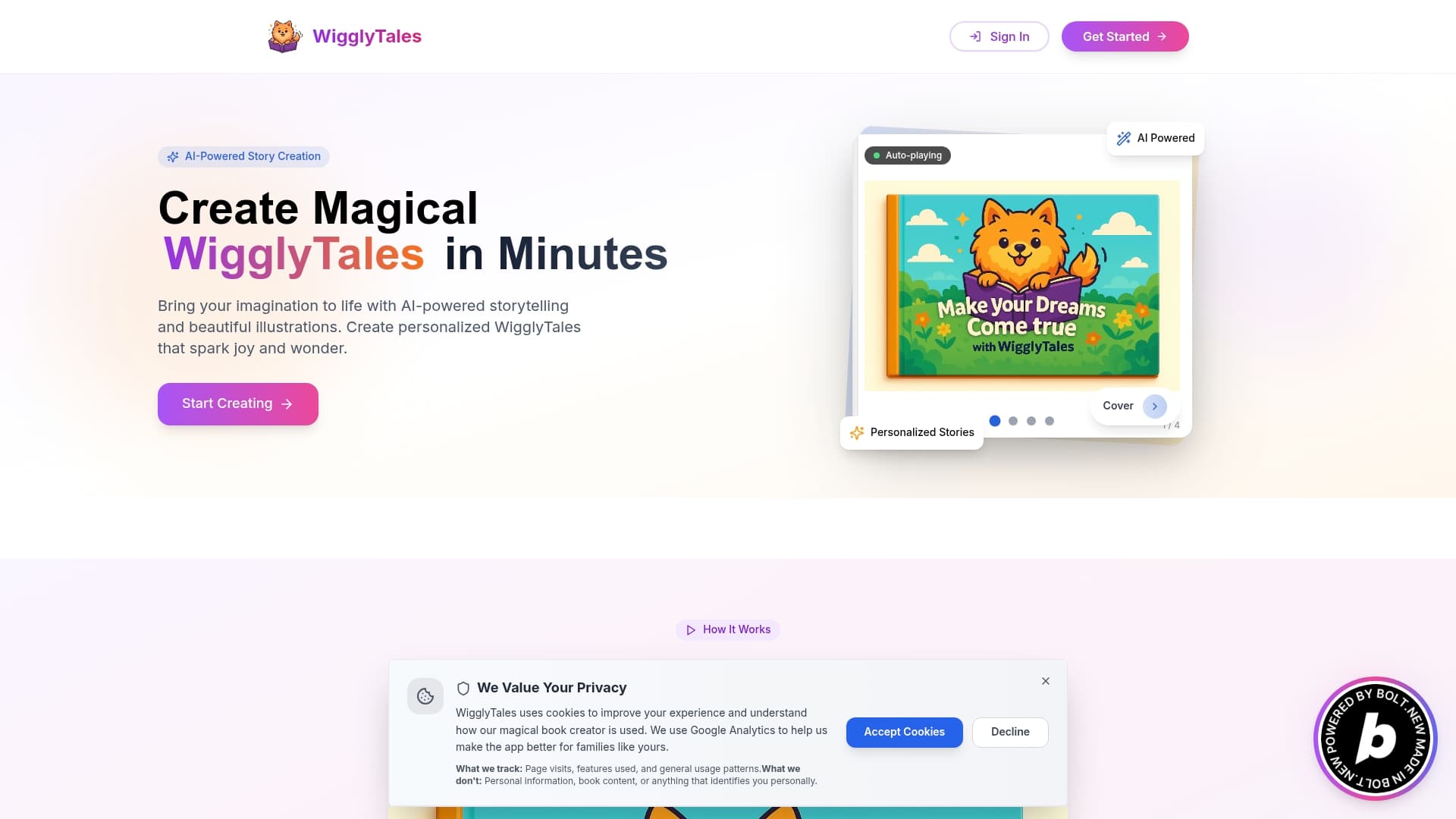 Screenshot of AI-Powered Story Creation