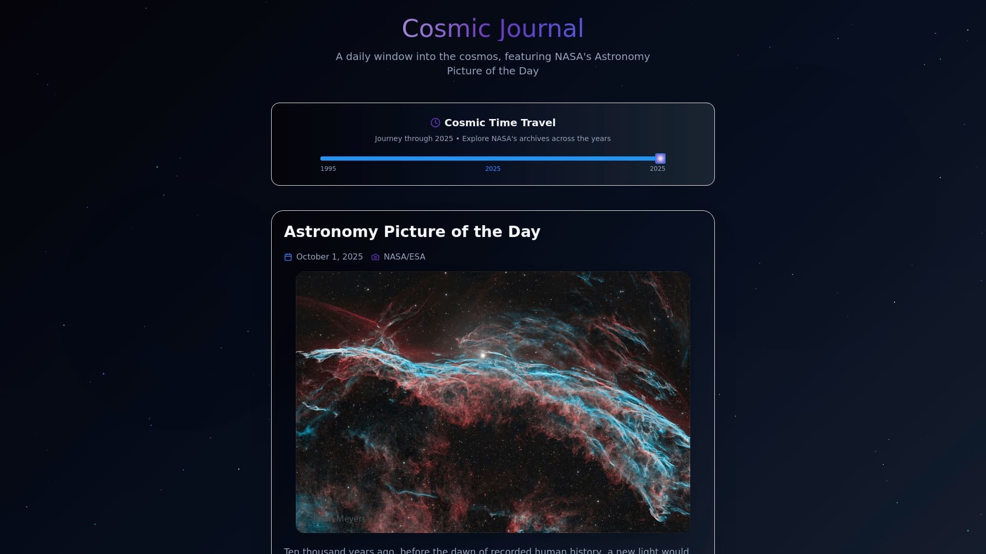 Screenshot of Cosmic Time Travel