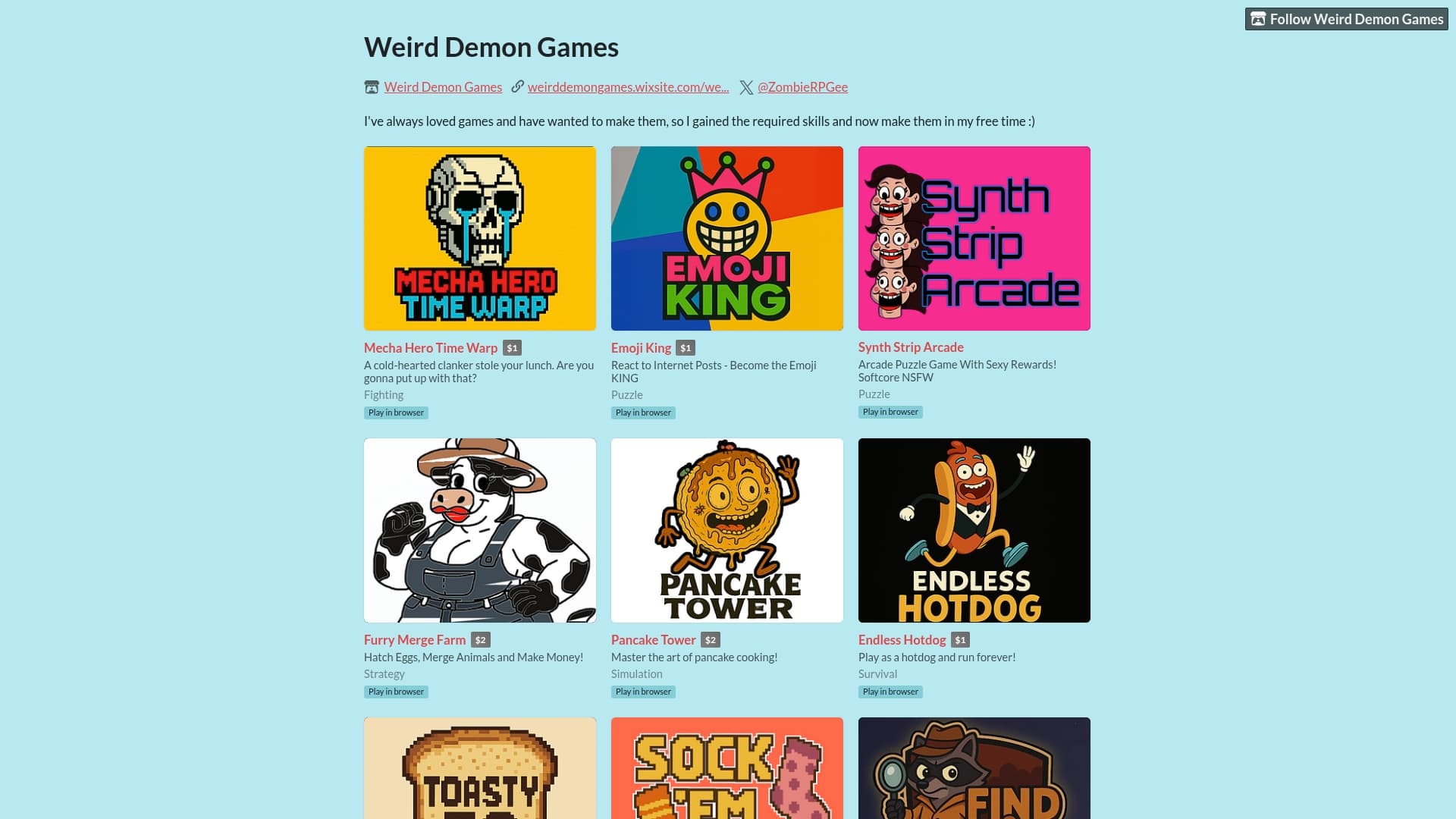 Screenshot of Weird Demon Games