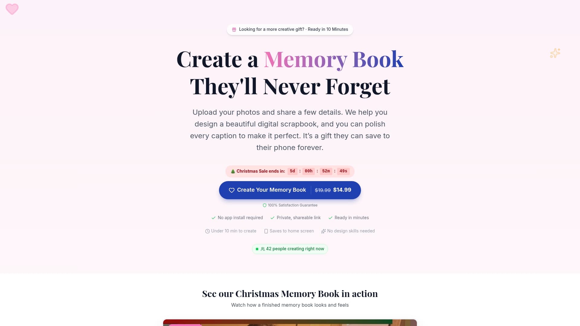 Screenshot of Memory.gift — Create Beautiful Digital Scrapbooks