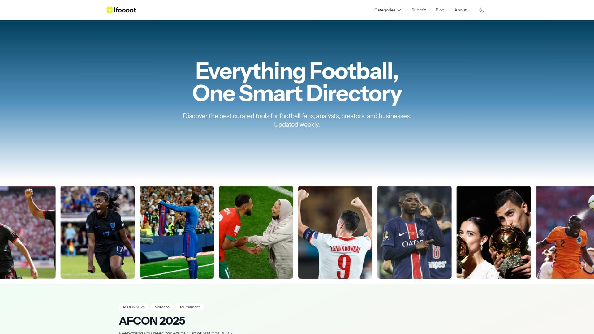 Screenshot of Everything Football, One Smart Directory