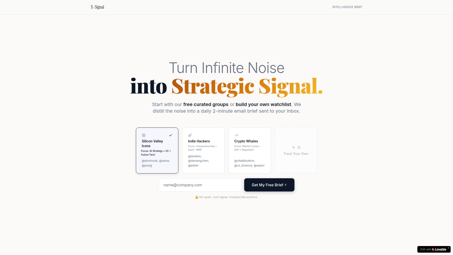 Screenshot of X-Signal — Turn Noise into Strategic Signal
