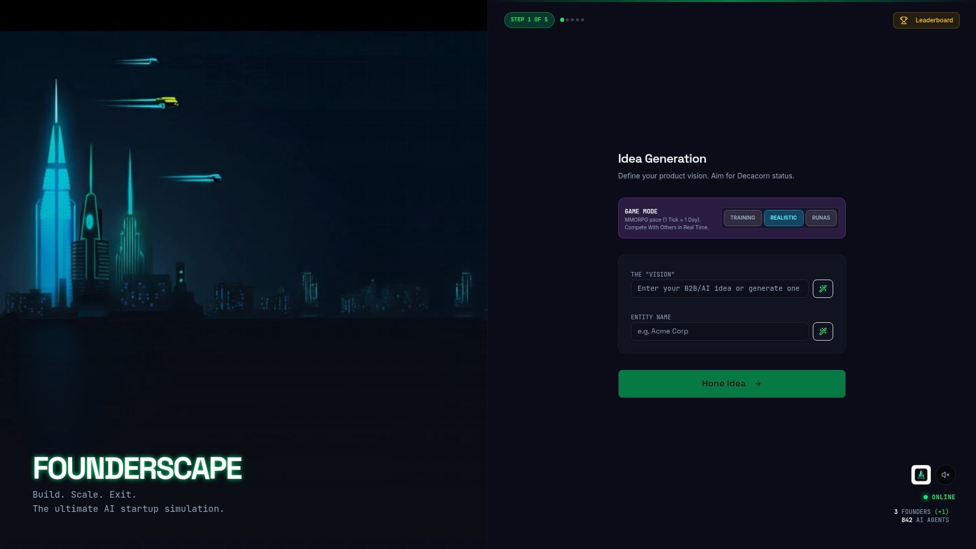 Screenshot of Founderscape