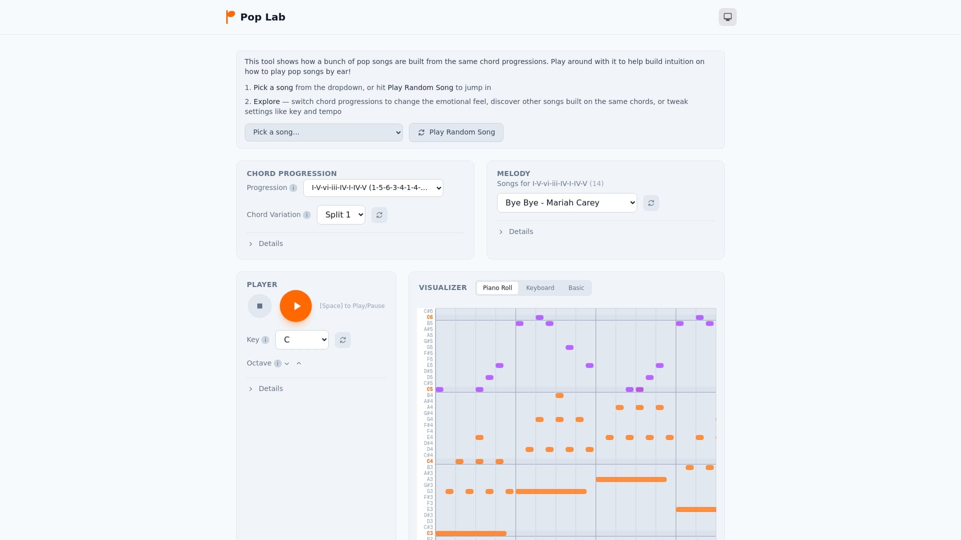 Screenshot of Pop Music Theory Visualizer