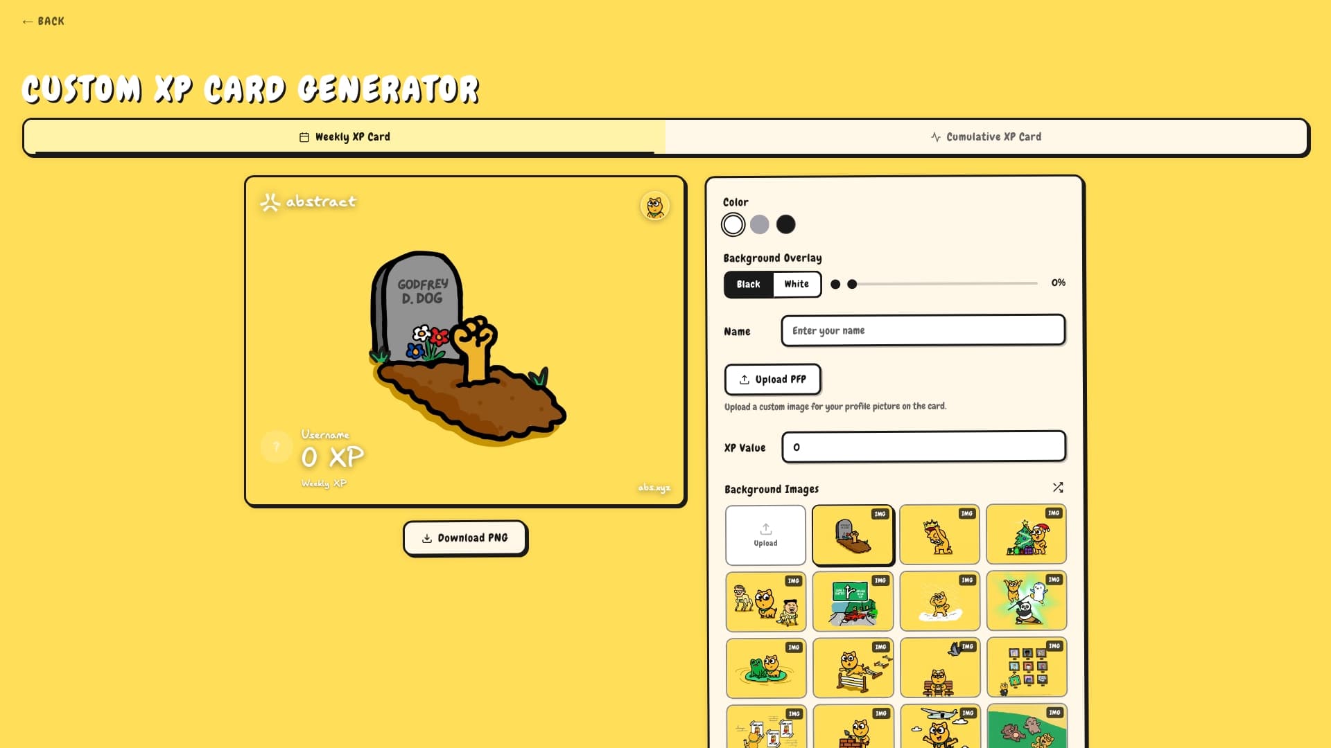 Screenshot of Abstract XP Card Creator