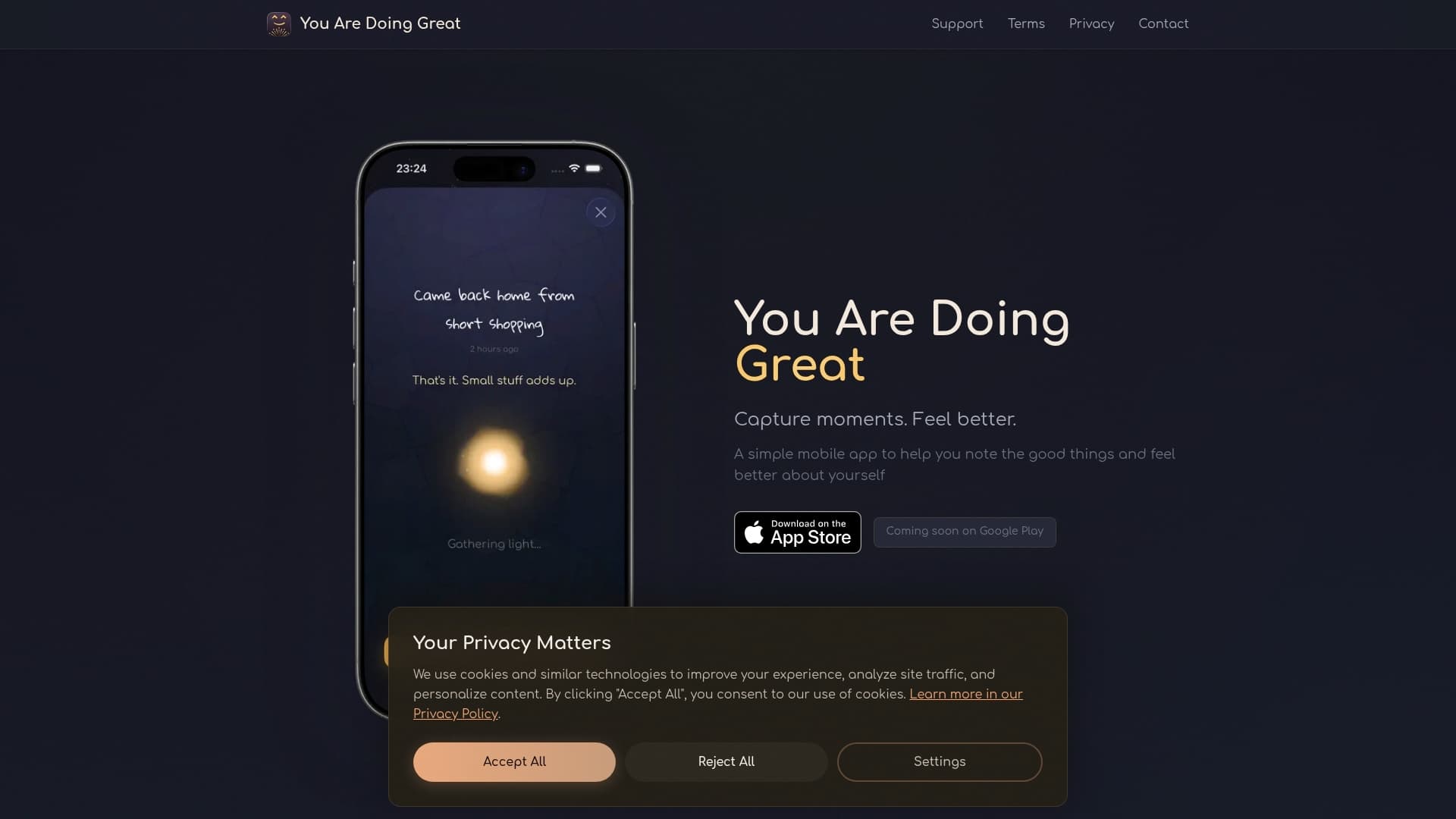 Screenshot of You Are Doing Great - Capture moments. Feel better.