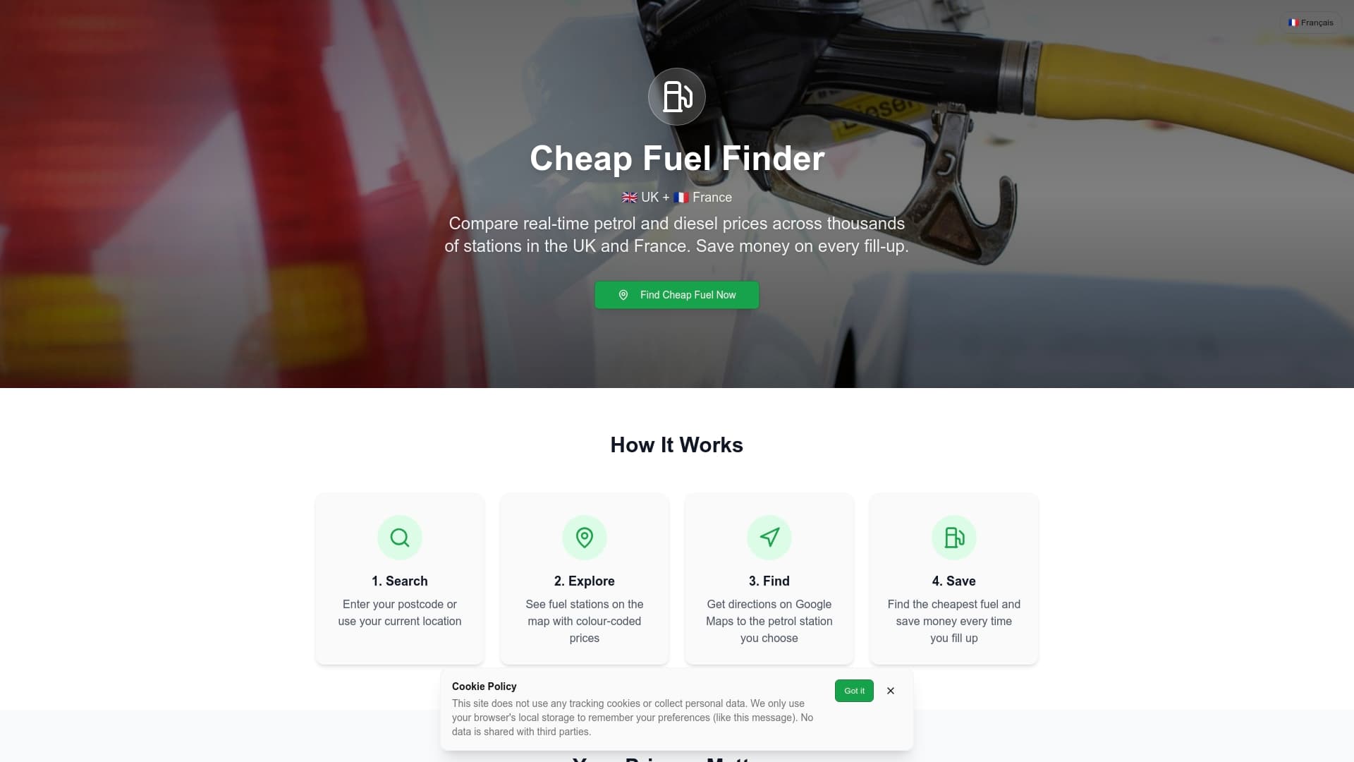 Screenshot of Fuel Pump Price Tracker