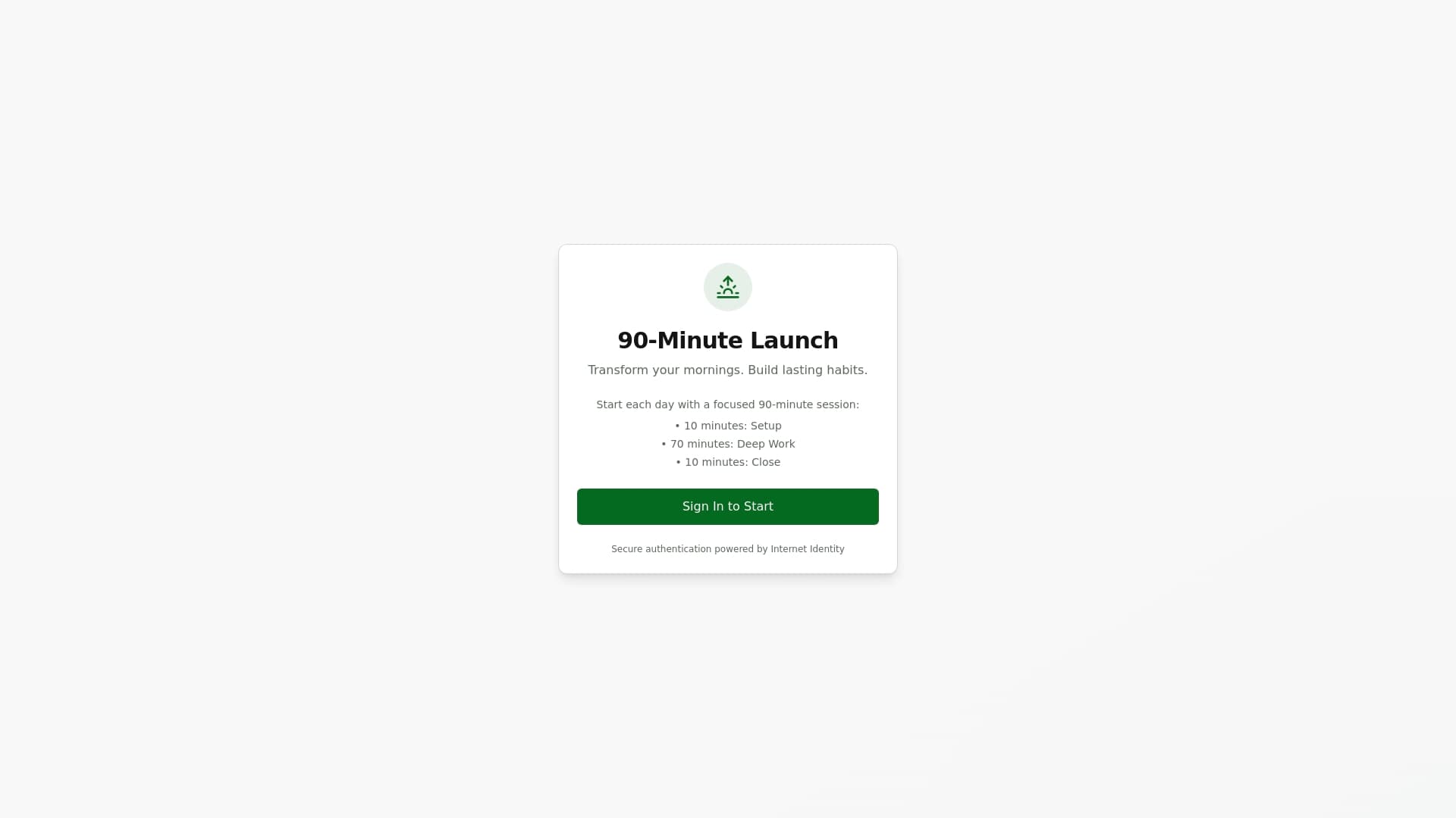 Screenshot of 90-Minute Launch