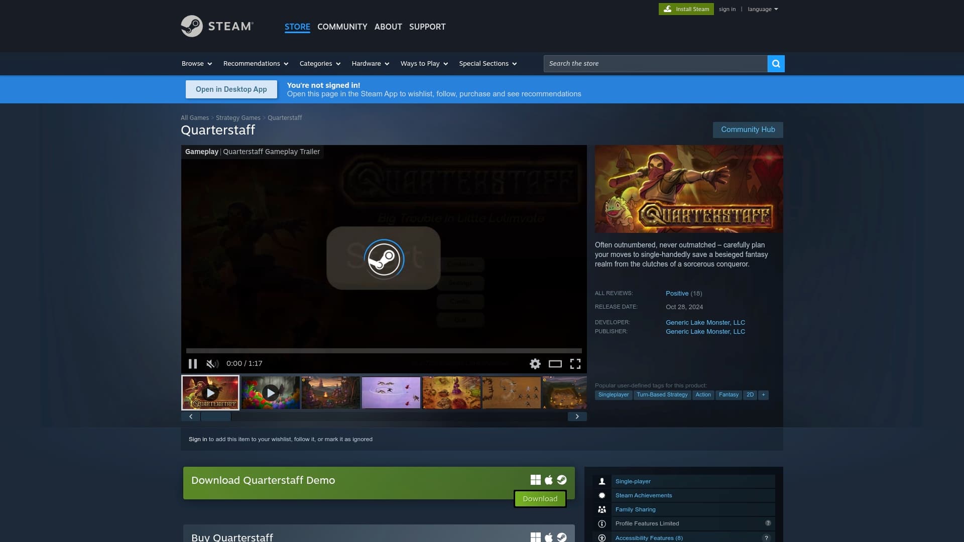 Screenshot of Quarterstaff