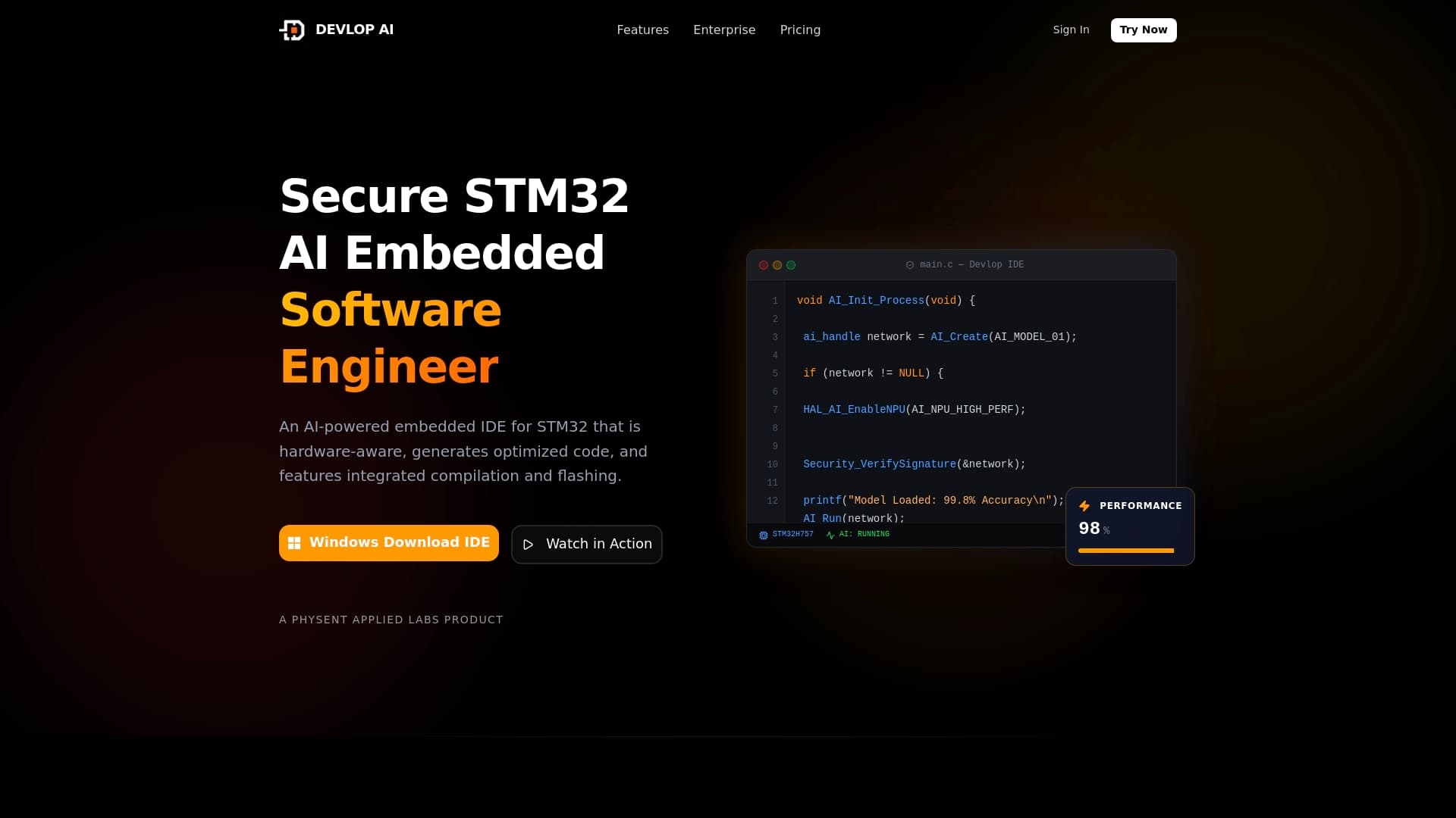 Screenshot of Devlop.AI - Secure STM32 AI Embedded Software Engineer