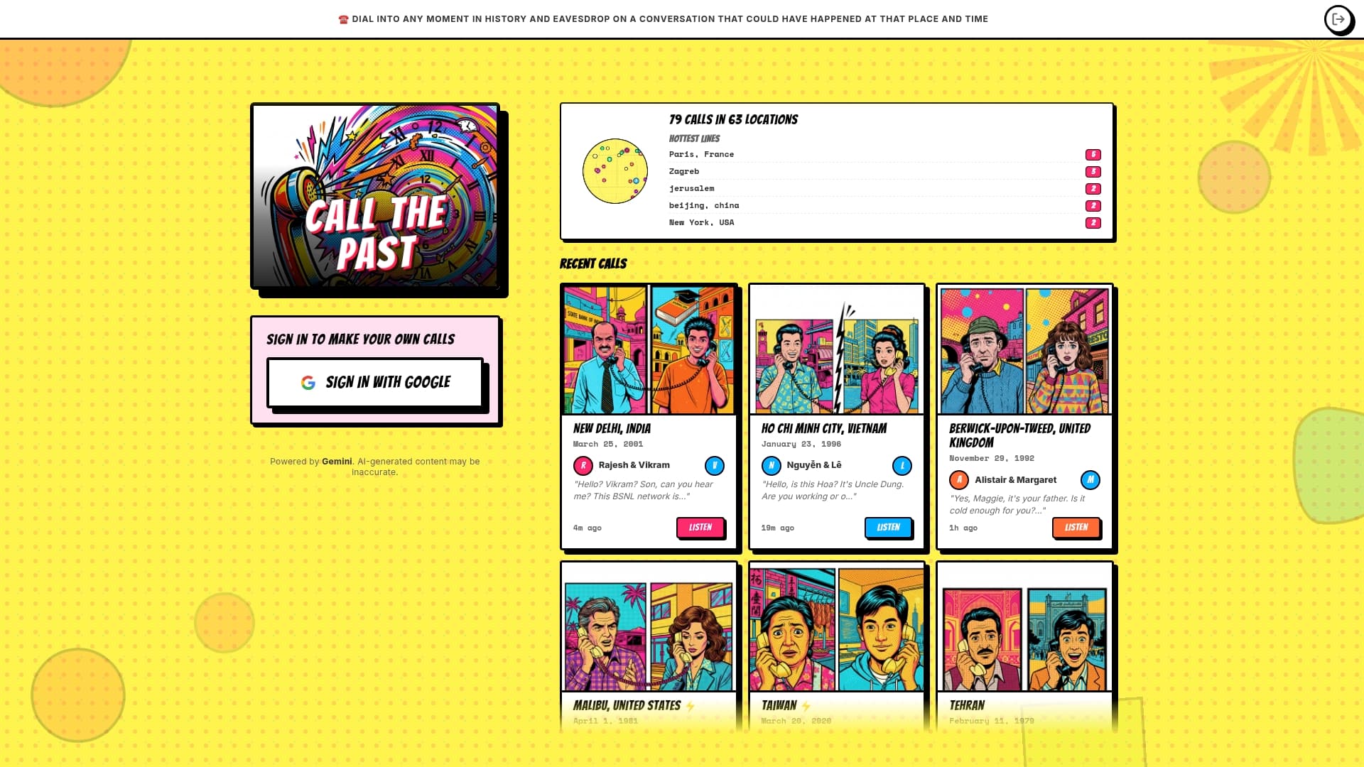 Screenshot of Call the Past
