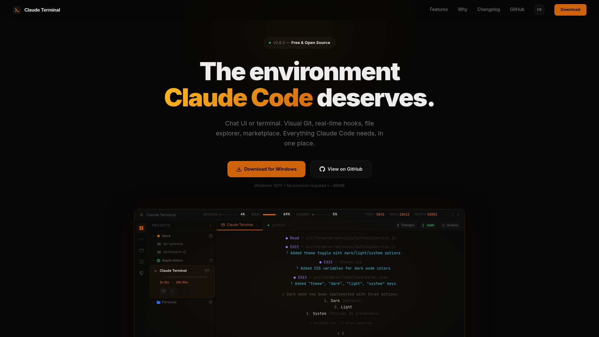Claude Terminal - The Dev Environment for Claude Code by @vibehackers ...
